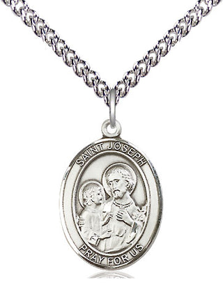 Sterling Silver Saint Joseph Medal Religious Jewelry Engraved Catholic Saint Jewelry