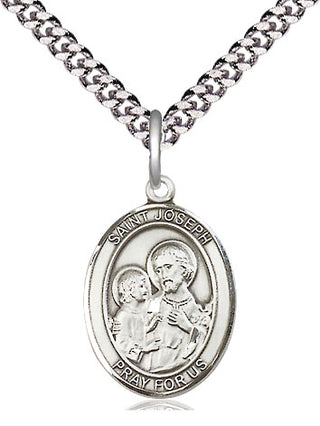 Sterling Silver Saint Joseph Medal Religious Jewelry Engraved Catholic Saint Jewelry