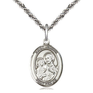 Sterling Silver Saint Joseph Medal Religious Jewelry Engraved Catholic Saint Jewelry