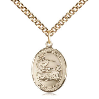 14kt Gold Saint Joshua Medal Engraved Catholic Saint Jewelry