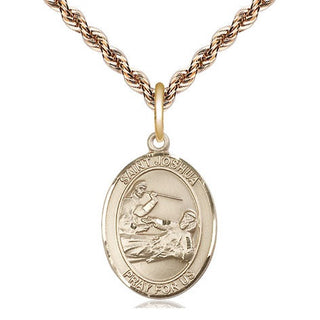 14kt Gold Saint Joshua Medal Engraved Catholic Saint Jewelry
