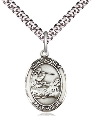Pewter Saint Joshua Medal Religious Jewelry Engraved Catholic Saint Jewelry