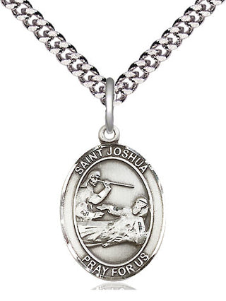 Pewter Saint Joshua Medal Religious Jewelry Engraved Catholic Saint Jewelry