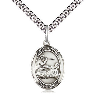 Sterling Silver Saint Joshua Medal Religious Jewelry Engraved Catholic Saint Jewelry