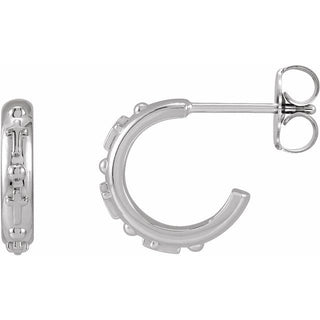 Platinum Rosary Hoop Earrings
