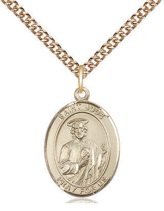 14kt Gold Saint Jude Medal Engraved Catholic Saint Jewelry