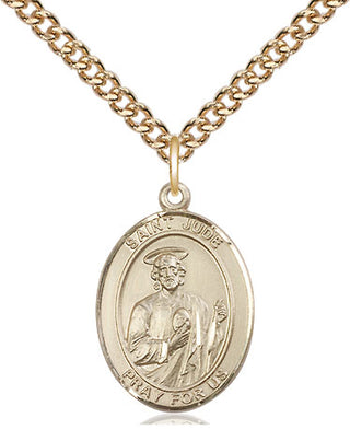 14kt Gold Saint Jude Medal Engraved Catholic Saint Jewelry