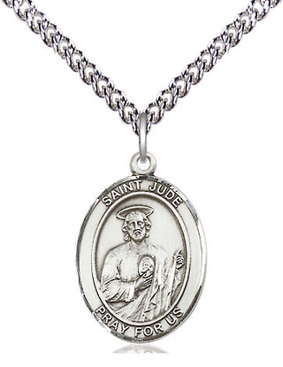Sterling Silver Saint Jude Medal Religious Jewelry Engraved Catholic Saint Jewelry