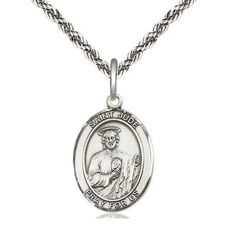 Sterling Silver Saint Jude Medal Religious Jewelry Engraved Catholic Saint Jewelry