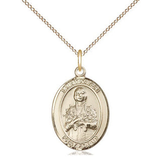 14kt Gold Filled Saint Kateri Medal Religious Jewelry Engraved Catholic Saint Jewelry