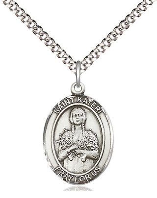 Pewter Saint Kateri Medal Religious Jewelry Engraved Catholic Saint Jewelry