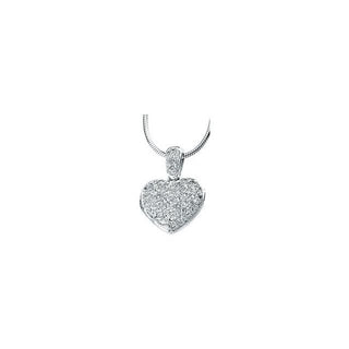 Sterling Silver Imitation White Cubic Zirconia Heart Locket 18" Necklace