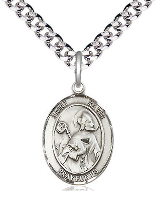 Pewter Saint Kevin Medal Religious Jewelry Engraved Catholic Saint Jewelry