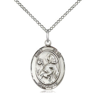 Sterling Silver Saint Kevin Medal Religious Jewelry Engraved Catholic Saint Jewelry