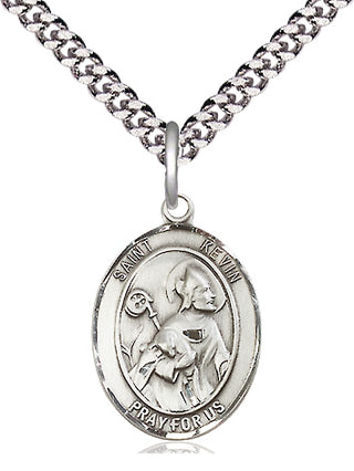 Sterling Silver Saint Kevin Medal Religious Jewelry Engraved Catholic Saint Jewelry