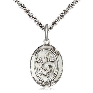 Sterling Silver Saint Kevin Medal Religious Jewelry Engraved Catholic Saint Jewelry