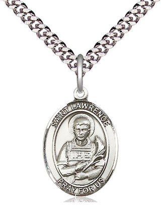 Pewter Saint Lawrence Medal Religious Jewelry Engraved Catholic Saint Jewelry