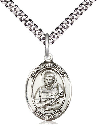 Pewter Saint Lawrence Medal Religious Jewelry Engraved Catholic Saint Jewelry