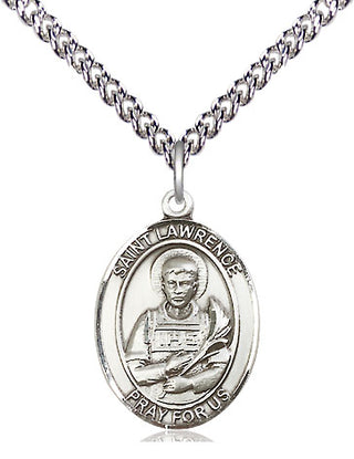 Sterling Silver Saint Lawrence Medal Religious Jewelry Engraved Catholic Saint Jewelry