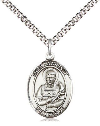 Sterling Silver Saint Lawrence Medal Religious Jewelry Engraved Catholic Saint Jewelry