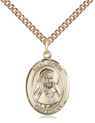 14kt Gold Saint Louise de Marillac Medal Engraved Catholic Saint Jewelry