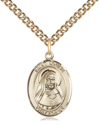 14kt Gold Saint Louise de Marillac Medal Engraved Catholic Saint Jewelry