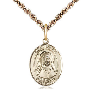 14kt Gold Saint Louise de Marillac Medal Engraved Catholic Saint Jewelry