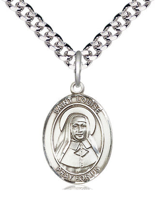 Pewter Saint Louise de Marillac Medal Religious Jewelry Engraved Catholic Saint Jewelry