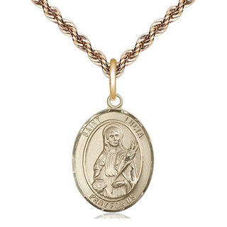 14kt Gold Saint Lucia of Syracuse Medal Engraved Catholic Saint Jewelry