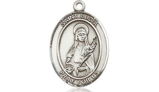Pewter Saint Lucia of Syracuse Medal Engraved Catholic Saint Jewelry