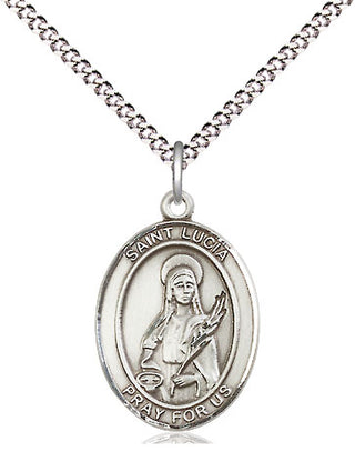 Pewter Saint Lucia of Syracuse Medal Religious Jewelry Engraved Catholic Saint Jewelry