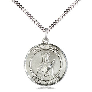 Pewter Saint Lucia of Syracuse Medal Religious Jewelry Engraved Catholic Saint Jewelry