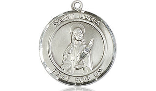 Sterling Silver Saint Lucia of Syracuse Medal Religious Jewelry Engraved Catholic Saint Jewelry
