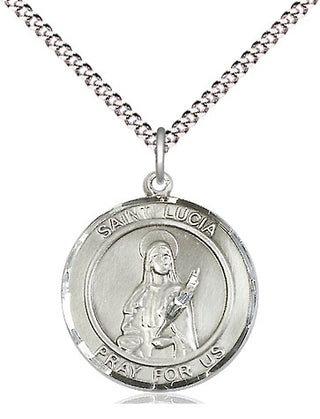 Sterling Silver Saint Lucia of Syracuse Medal Religious Jewelry Engraved Catholic Saint Jewelry