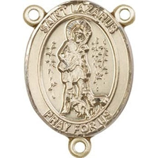 14kt Gold Saint Lazarus Rosary Center Rosary Center Engraved Catholic Saint Jewelry