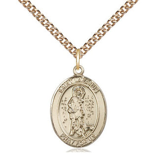 14kt Gold Filled Saint Lazarus Medal Religious Jewelry Engraved Catholic Saint Jewelry