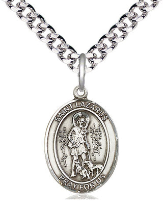 Pewter Saint Lazarus Medal Religious Jewelry Engraved Catholic Saint Jewelry