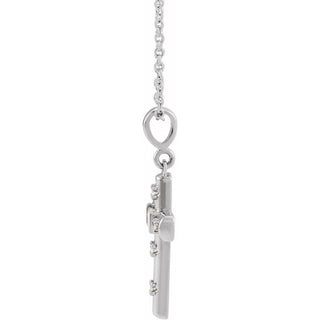 Sterling Silver 1/8 CTW Natural Diamond Cross 18" Necklace