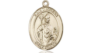 14kt Gold Saint Kilian Medal Engraved Catholic Saint Jewelry
