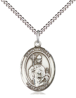 Sterling Silver Saint Kilian Medal Religious Jewelry Engraved Catholic Saint Jewelry
