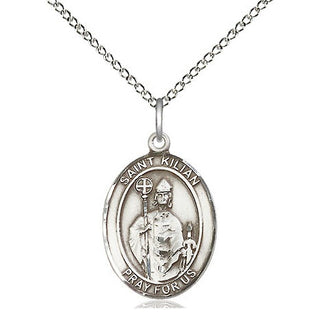 Sterling Silver Saint Kilian Medal Religious Jewelry Engraved Catholic Saint Jewelry