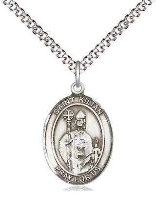 Sterling Silver Saint Kilian Medal Religious Jewelry Engraved Catholic Saint Jewelry