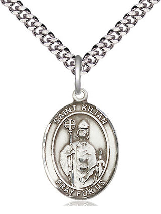 Sterling Silver Saint Kilian Medal Religious Jewelry Engraved Catholic Saint Jewelry