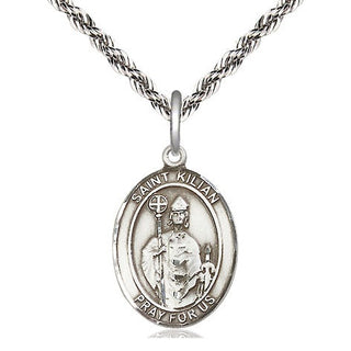 Sterling Silver Saint Kilian Medal Religious Jewelry Engraved Catholic Saint Jewelry