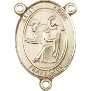 14kt Gold Saint Luke the Apostle Rosary Center Rosary Center Engraved Catholic Saint Jewelry