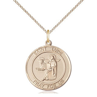 14kt Gold Filled Saint Luke the Apostle Medal Religious Jewelry Engraved Catholic Saint Jewelry