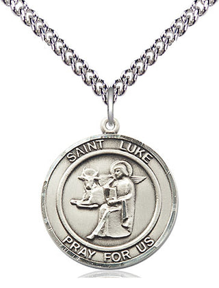 Sterling Silver Saint Luke the Apostle Medal Religious Jewelry Engraved Catholic Saint Jewelry