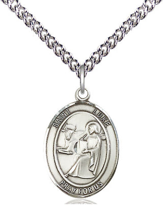 Sterling Silver Saint Luke the Apostle Medal Religious Jewelry