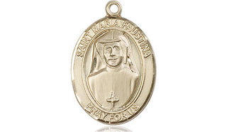 14kt Gold Saint Maria Faustina Medal Engraved Catholic Saint Jewelry