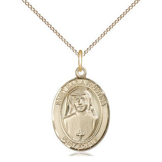 14kt Gold Saint Maria Faustina Medal Engraved Catholic Saint Jewelry
